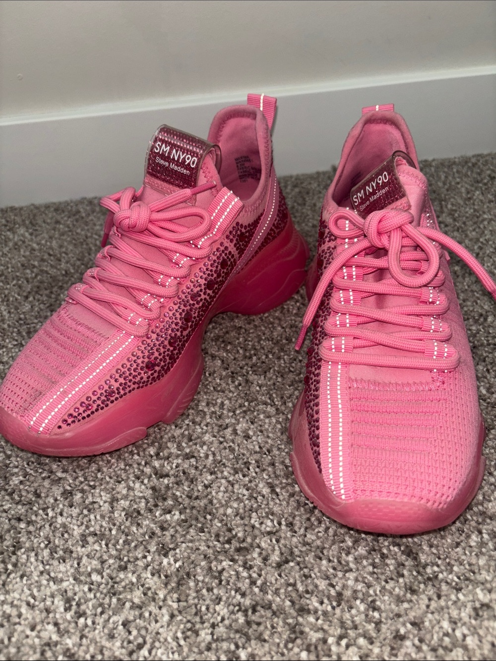 Steve Madden Pink SM NY90 Glitter Platform Sneakers